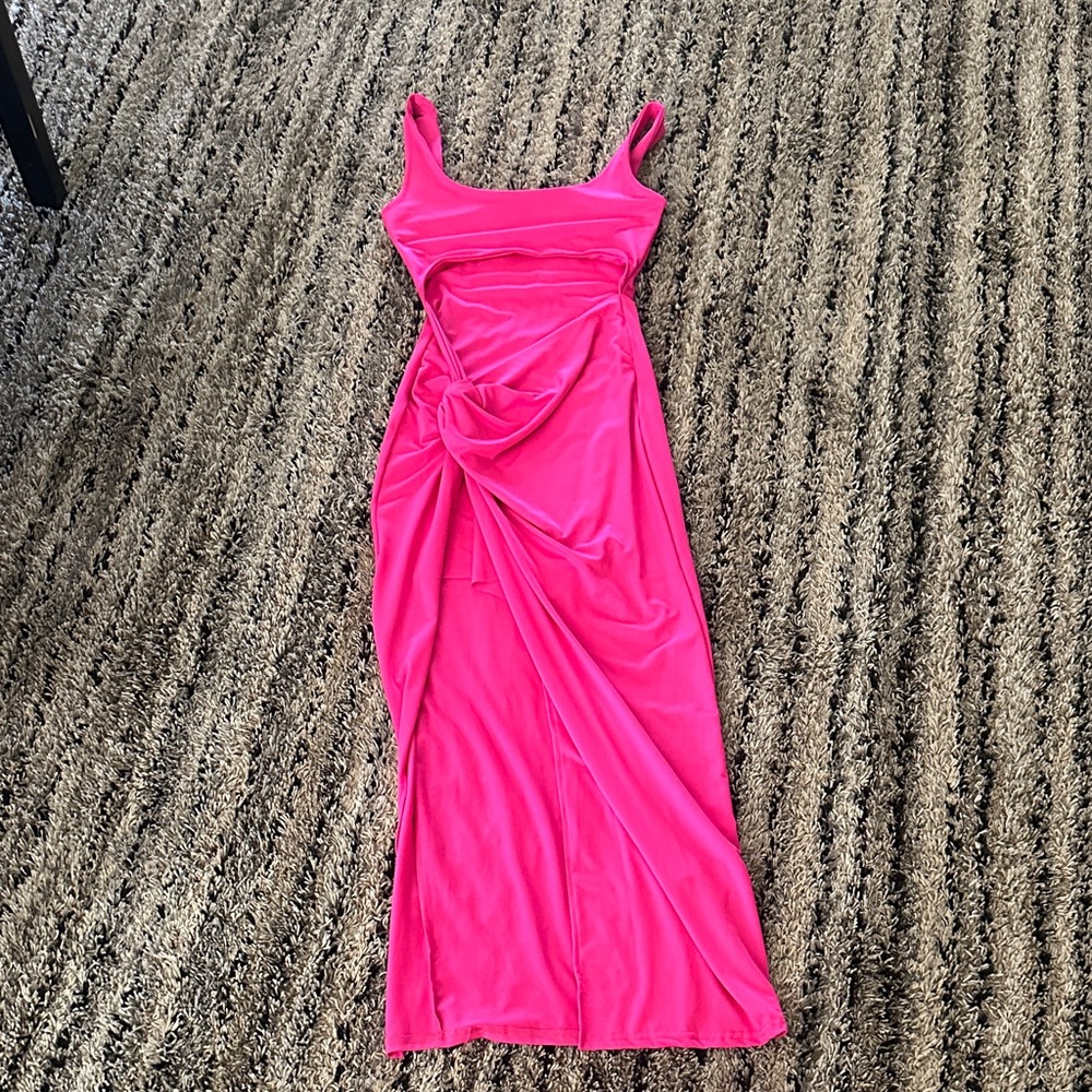 SHEIN Vibrant Pink Midi Dress